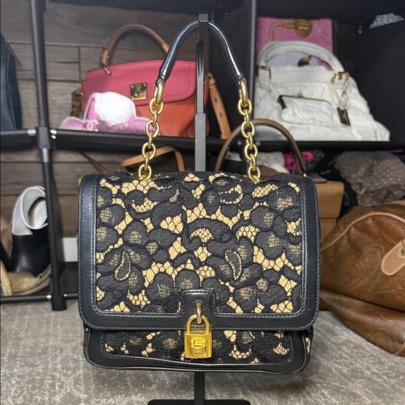 Dolce & Gabbana Black Lace Padlock Top Handle Bag - Picture 2 of 14